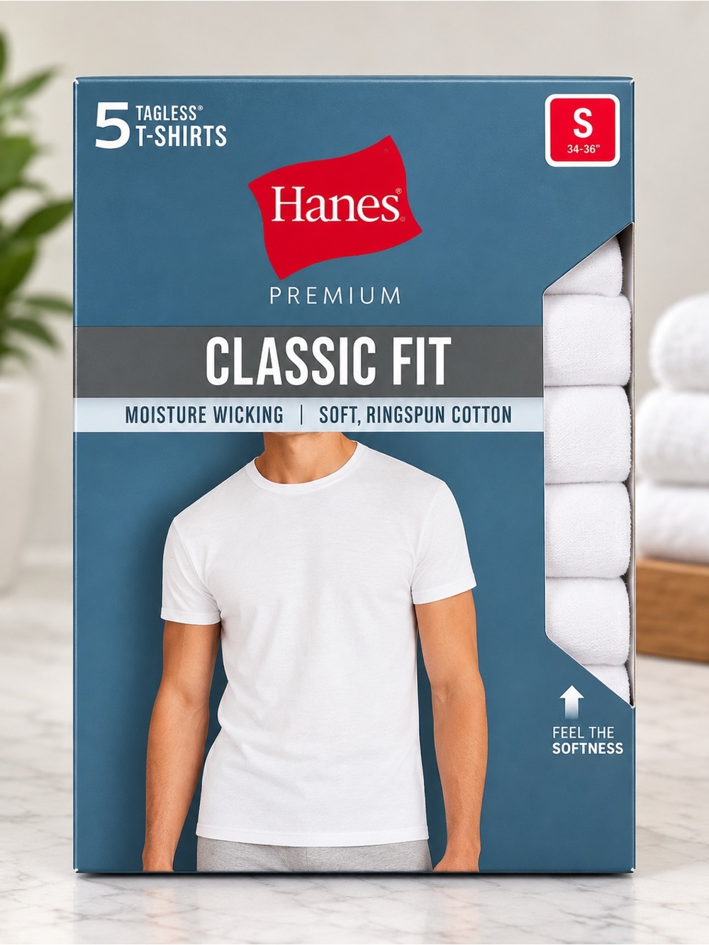Hanes White Classic Fit Short Sleeve Tee - Premium 5-Pack